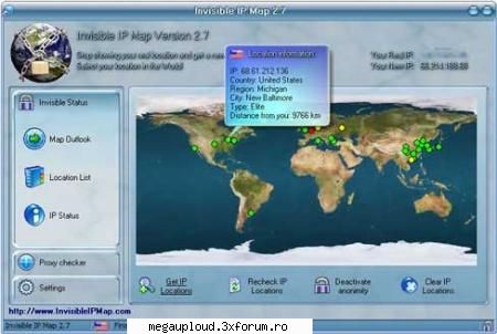 invisible ip map is software that masks your real location. every computer that to the internet has