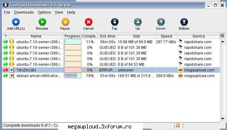 FreeRapid Downloader v0.8 - Currently supported services are: *Rapidshare.com - PROGRAME PC