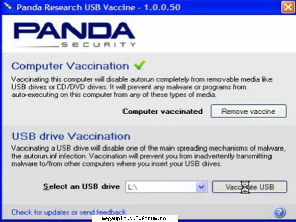 panda usb vom vorbi despre vaccinarea şi a usb, folosind programul panda usb vaccine. dezvoltat