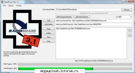 rapidshare plus v3.1 download manager for free users
this is a program that downloads a queue of